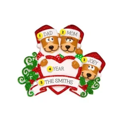 Best Sale PolarX Personalized Brown Bear Family Of 3 With Heart Ornament