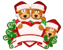 Best Sale PolarX Personalized Brown Bear Family Of 3 With Heart Ornament