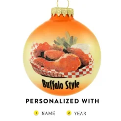 New Bronners Personalized Buffalo Style Chicken Wings Glass Ornament