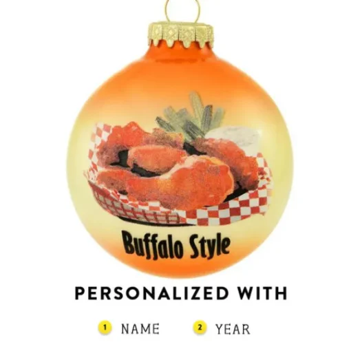 New Bronners Personalized Buffalo Style Chicken Wings Glass Ornament