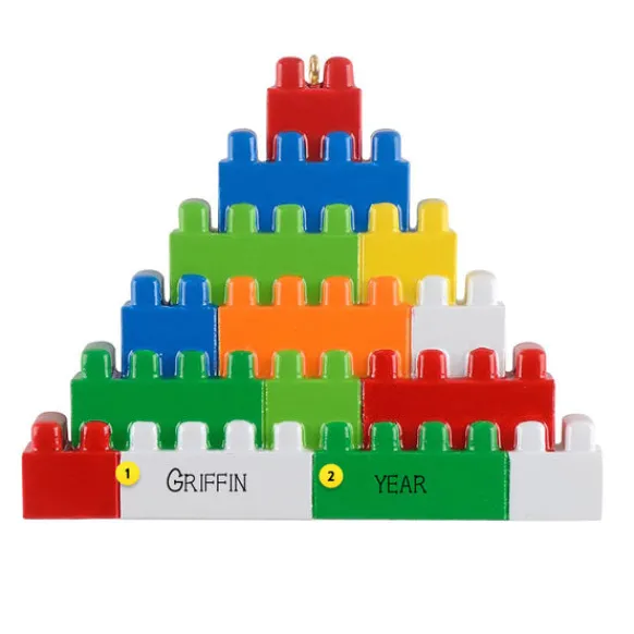 Discount Personalized Building Blocks Ornament Kids