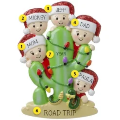 Cheap PolarX Personalized Cactus Family Of 5 Ornament
