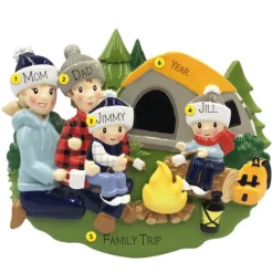 Clearance PolarX Personalized Camping Family Of 4 Ornament