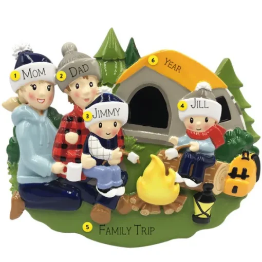 Clearance PolarX Personalized Camping Family Of 4 Ornament
