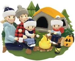 Clearance PolarX Personalized Camping Family Of 4 Ornament