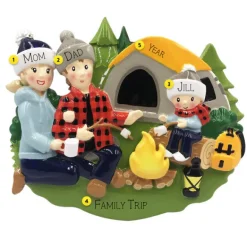 Shop PolarX Personalized Camping Family Of 3 Ornament