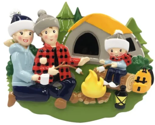 Shop PolarX Personalized Camping Family Of 3 Ornament