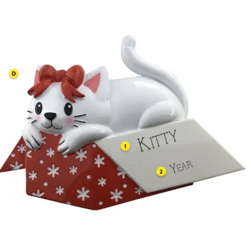 Fashion PolarX Personalized Cat In A Gift Box Ornament