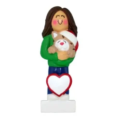 Clearance Ornament Central Personalized Cat Lover Ornament- Female, Brown Hair