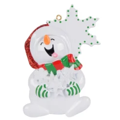 Hot Rudolph & Me Personalized Catching Snowflakes Snowman Ornament