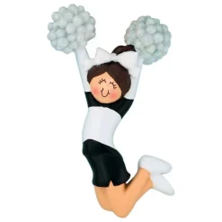 Shop Ornament Central Personalized Cheerleader Black Uniform Ornament- Female, Brunette