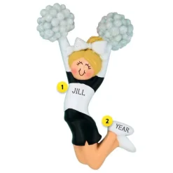 Store Ornament Central Personalized Cheerleader Black Uniform Ornament- Female, Blonde