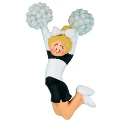 Store Ornament Central Personalized Cheerleader Black Uniform Ornament- Female, Blonde