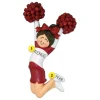 Cheap Ornament Central Personalized Cheerleader Red Uniform Ornament- Female, Brunette