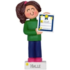Outlet Personalized Child With Award - Female, Brunette Hair School Days