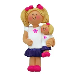 Sale Personalized Child With Doll Ornament - Girl With Blonde Hair Kids