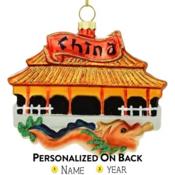 Best Sale Bronners Personalized China Landmark Glass Ornament