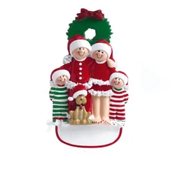 Shop Rudolph & Me Personalized Christmas Family Of 4 With Dog Ornament