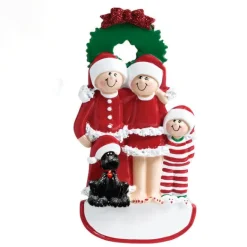 Best Sale Rudolph & Me Personalized Christmas Family Of 3 With Black Dog Ornament