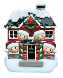 Discount PolarX Personalized Christmas House Family Of 4 Ornament