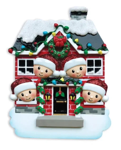 Discount PolarX Personalized Christmas House Family Of 4 Ornament