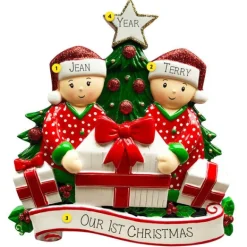 Cheap Personalized Christmas Morning Pajama Couple Of 2 Table Top Decoration Table Tops