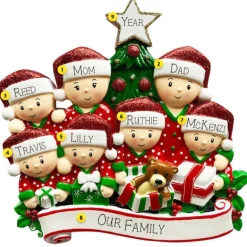 Outlet Personalized Christmas Morning Pajama Family Of 7 Table Top Decoration Table Tops