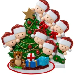 Discount PolarX Personalized Christmas Morning Family Of 8 Ornament