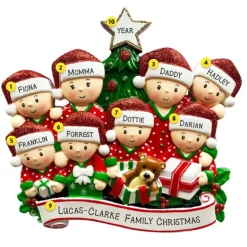 Flash Sale Personalized Christmas Morning Pajama Family Of 8 Table Top Decoration Table Tops