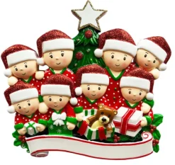 Flash Sale Personalized Christmas Morning Pajama Family Of 8 Table Top Decoration Table Tops