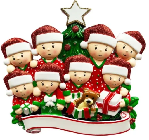 Flash Sale Personalized Christmas Morning Pajama Family Of 8 Table Top Decoration Table Tops