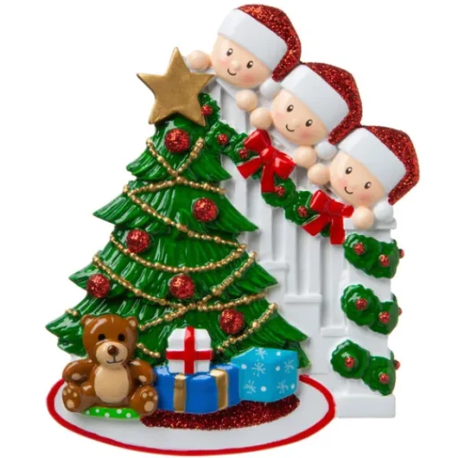 Shop PolarX Personalized Christmas Morning Family Of 3 Ornament