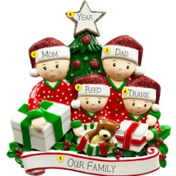 Clearance Personalized Christmas Morning Pajama Family Of 4 Table Top Decoration Table Tops