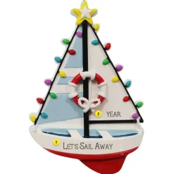 Outlet PolarX Personalized Christmas Sailboat Ornament