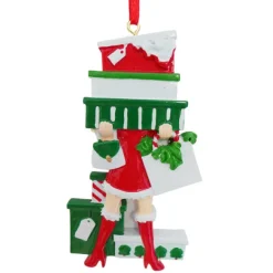Outlet Personalized Christmas Shopper With A Pile Of Presents Ornament Hobbies & Activities