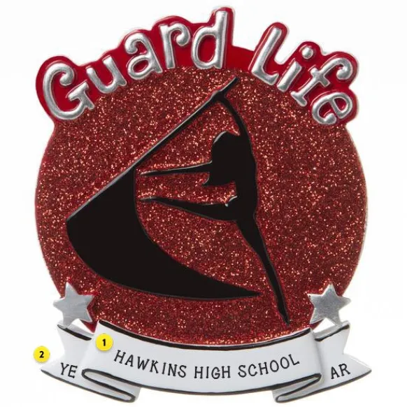 Clearance Personalized Color Guard - Red Ornament Music