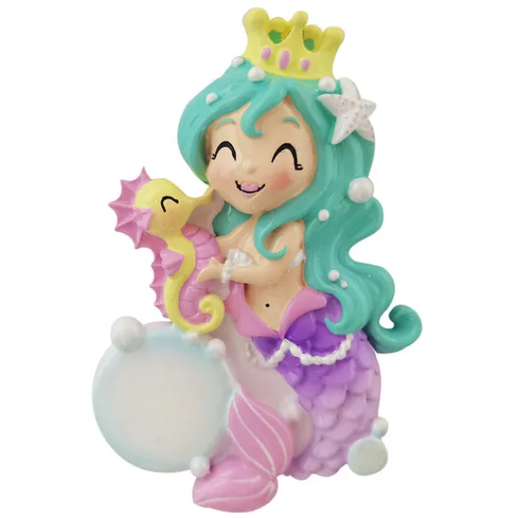 Best Sale Personalized Colorful Mermaid With Seahorse Ornament Kids