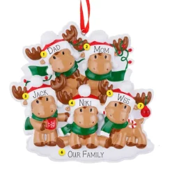 Cheap PolarX Personalized Cutesy Moose Family Of 5 Ornament