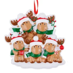 Cheap PolarX Personalized Cutesy Moose Family Of 5 Ornament
