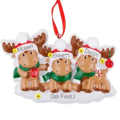 New PolarX Personalized Cutesy Moose Family Of 3 Ornament