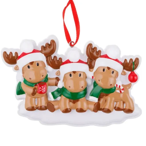 New PolarX Personalized Cutesy Moose Family Of 3 Ornament