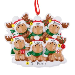 Store PolarX Personalized Cutesy Moose Family Of 6 Ornament