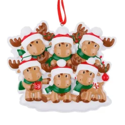 Store PolarX Personalized Cutesy Moose Family Of 6 Ornament