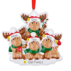 Clearance PolarX Personalized Cutesy Moose Family Of 4 Ornament