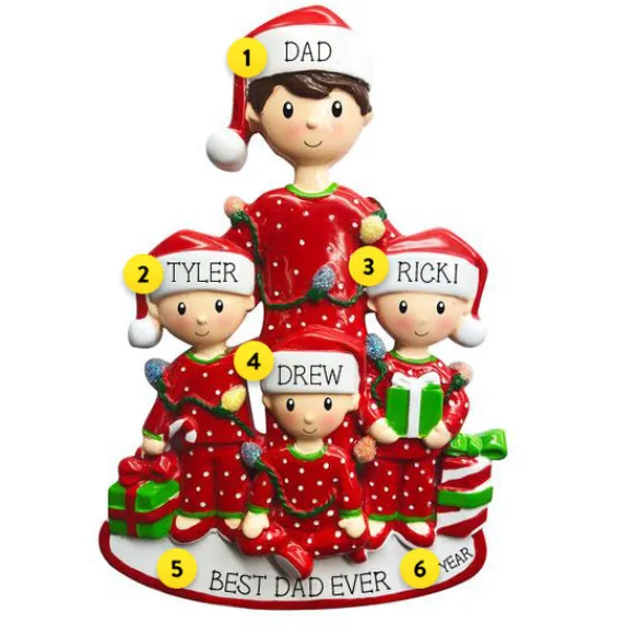 Best Sale PolarX Personalized Dad With 3 Children Ornament