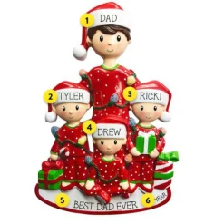 Sale Personalized Dad With 3 Children Ornament Family Members