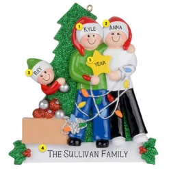 New Rudolph & Me Personalized Decorating The Tree Family Of 3 Ornament