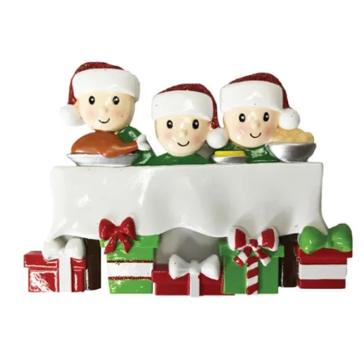 Online PolarX Personalized Dinner Table Family Of 3 Ornament