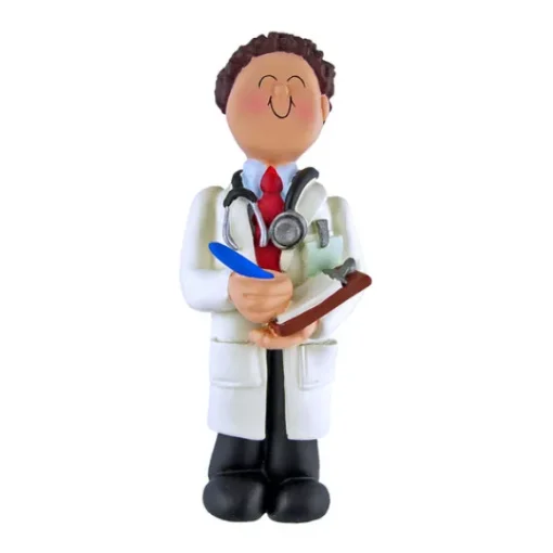 Sale Ornament Central Personalized Doctor Ornament - Male, Brown Hair