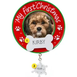 Flash Sale Personalized Dog's First Christmas Picture Frame Ornament Picture Frames